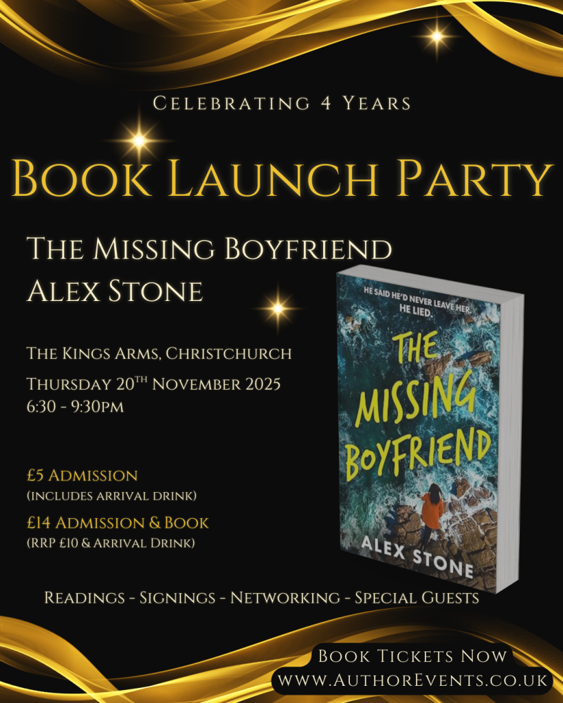 Alex Stone – The Missing Boyfriend – Book Launch Party